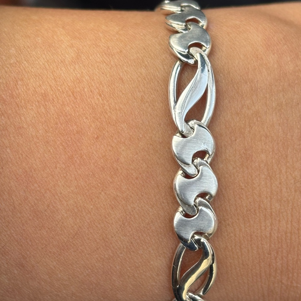 Vintage Sterling Silver Link Bracelet 925 Italian 7” - Picture 4 of 4